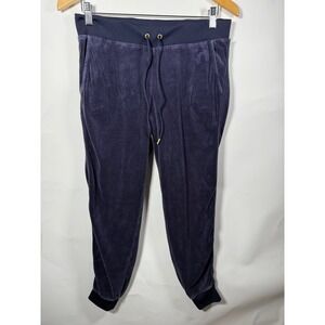 Juicy Couture Velour Joggers Navy Blue Womens‎ Size M Drawstring Elastic Waist